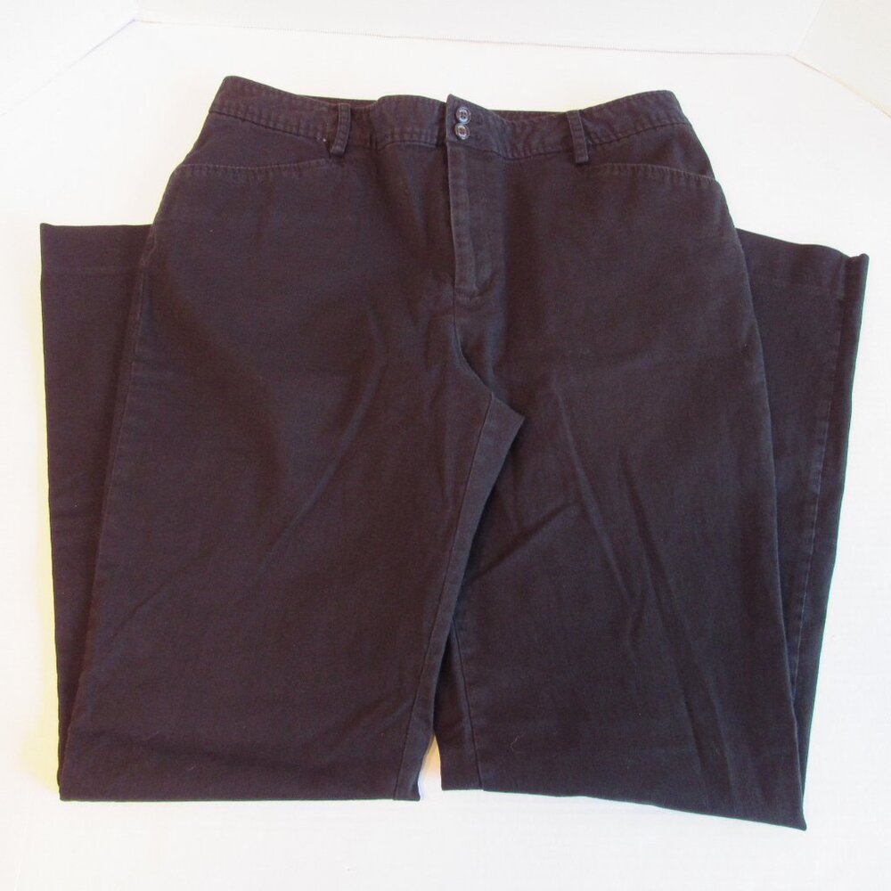 Chaps Black High Rise Flat Front Casual Comfort Stretch Pants Size 12